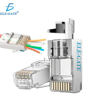 Plug Rj45 CAT7 Pass Through Paquete de 100 piezas con Blindaje de Aluminio Empaque Tipo Clams