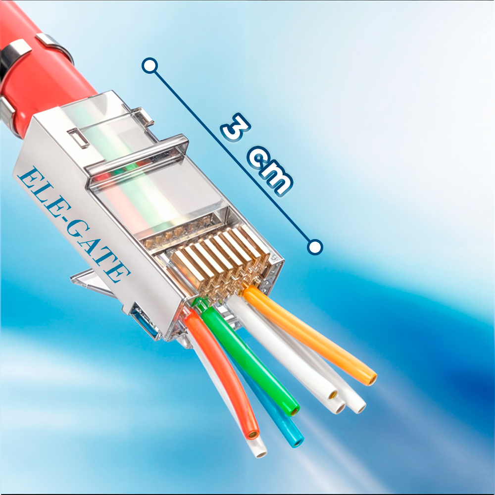 Plug Rj45 CAT7 Pass Through Paquete de 100 piezas con Blindaje de Aluminio Empaque Tipo Clams - Image 4