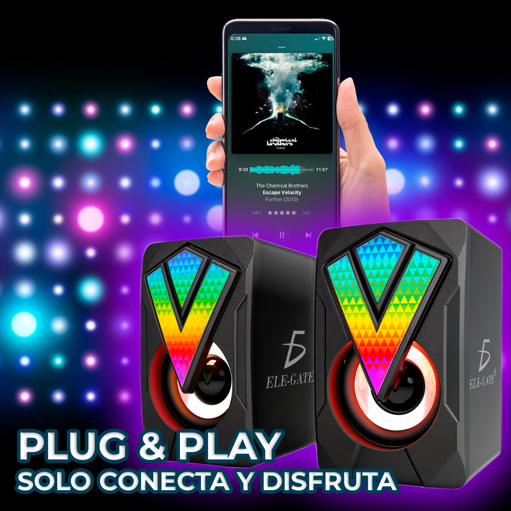 Bocina Altavoces RGB con Control de Volumen - Sonido y Estilo en Perfecta Armonía - Image 3