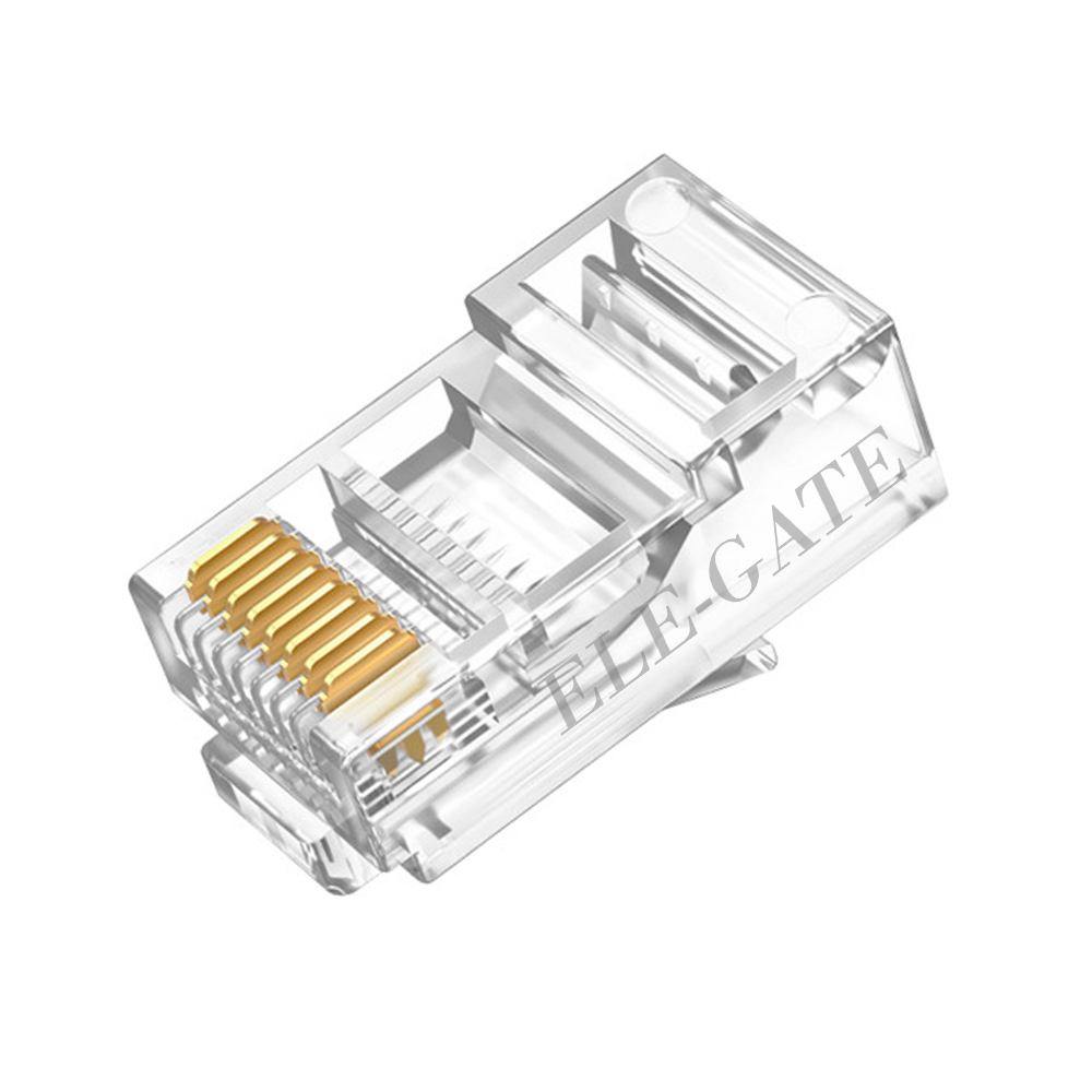 Plug Rj45 Cat6 Trasparente Pass Through Paquete de 100 piezas Chapa en Oro - Image 3