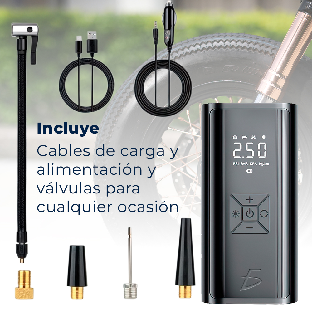 Bomba de Aire con Batería Eléctrica Luz y Pantalla LCD para Neumáticos de Bicicleta y Coche - Image 2