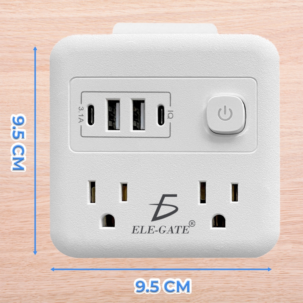 Multi Contacto 8 en 1 con 4 tomas, 2usb, 2 Tipo C con Boton de Encendido de Seguridad - Image 4