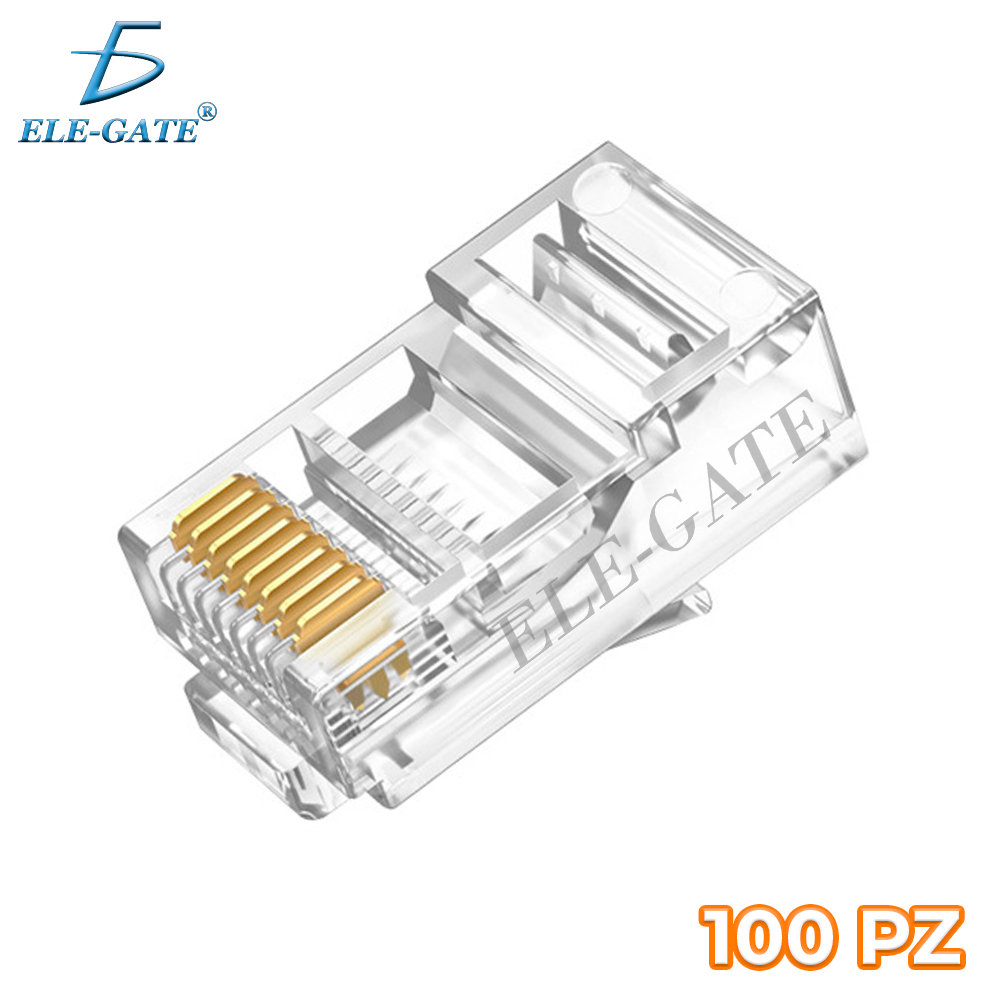 Plug Rj45 Cat6 Trasparente Pass Through Paquete de 100 piezas Chapa en Oro