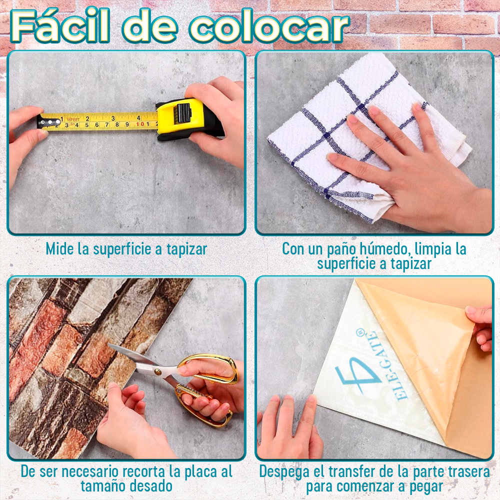 Paquete de 10 Paneles de Pared de Espuma XPE Aislante con Autoadhesivo 35x38.5 cm con Diseños Texturizados - Image 2