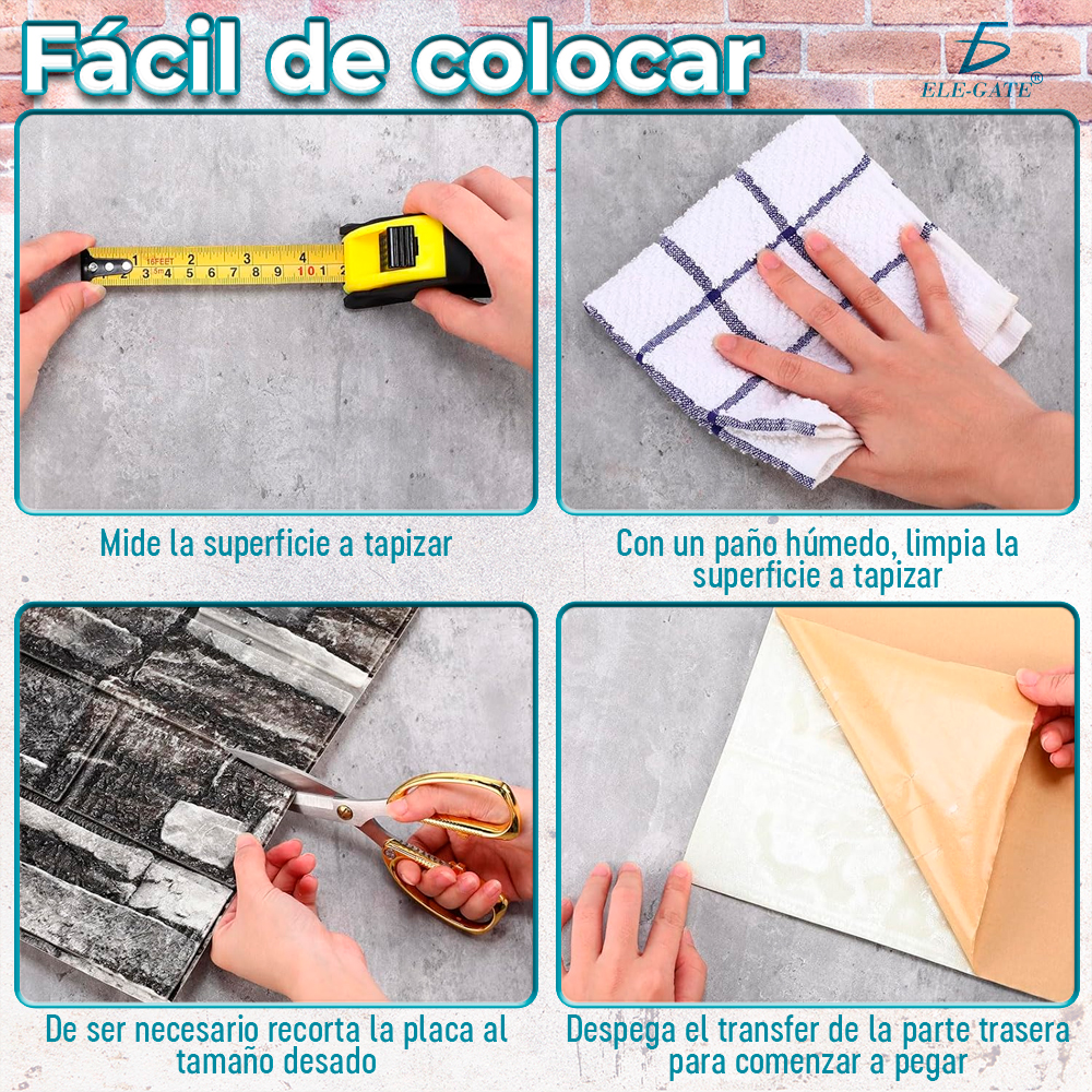 Paquete de 10 Paneles de Pared de Espuma XPE Aislante con Autoadhesivo 35x38.5 cm con Diseños Texturizados - Image 2