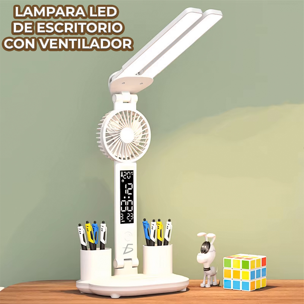 Lámpara LED de Escritorio con Ventilador – Lámpara de Mesa Multifuncional Táctil con Portalápices y Luz Nocturna - Image 3