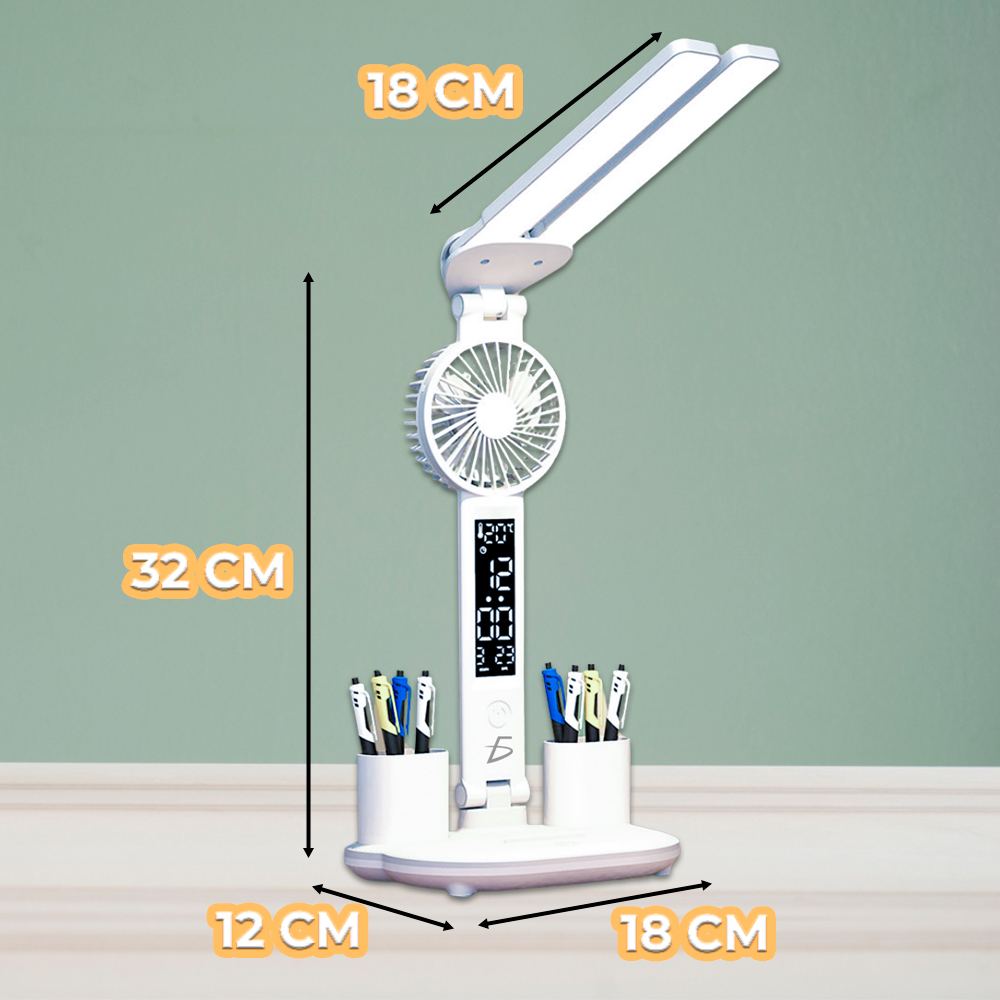 Lámpara LED de Escritorio con Ventilador – Lámpara de Mesa Multifuncional Táctil con Portalápices y Luz Nocturna - Image 4