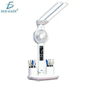 Lámpara LED de Escritorio con Ventilador – Lámpara de Mesa Multifuncional Táctil con Portalápices y Luz Nocturna