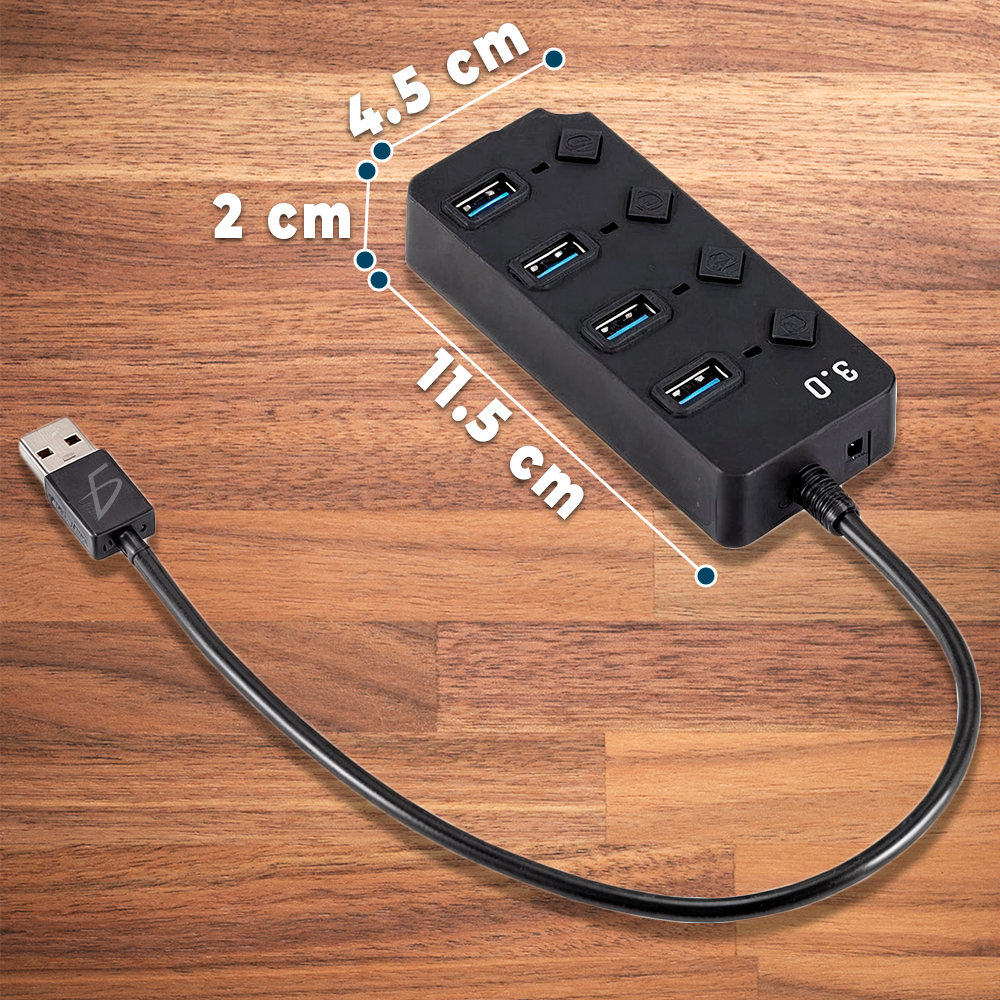 Hub USB 3.0 de 4 Puertos – Transferencia Rápida de 5 Gbps, Indicador LED y Control Independiente - Image 5