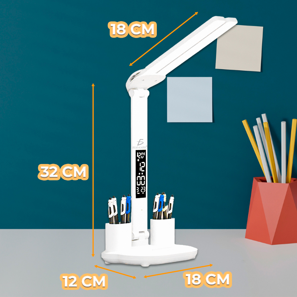 Lámpara De Mesa 7W 3 Modos Luz De Escritorio Regulable con Puerto De Carga USB y Dos Cajones Multiusos - Image 4