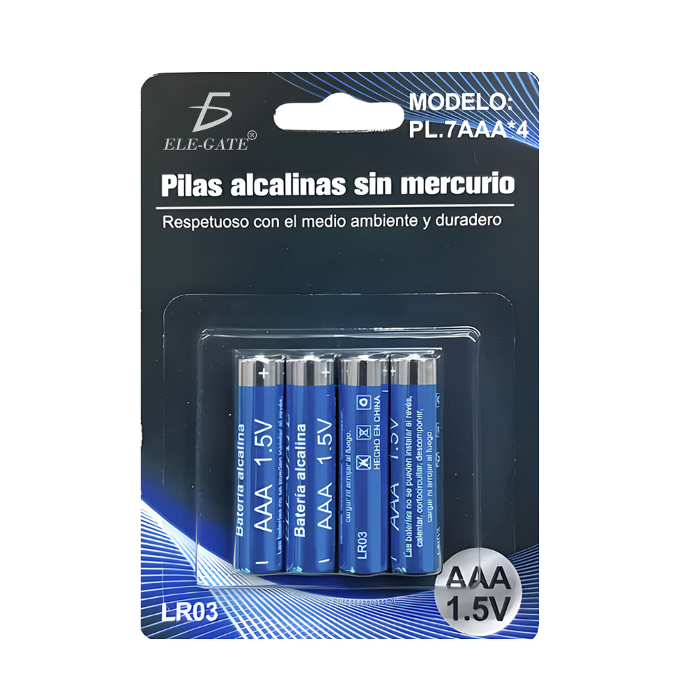 Paquete de 4 Pila Alcalinas sin Mercurio AAA de 1.5V Tamaño 42 x 9mm 1000 MaH - Image 2
