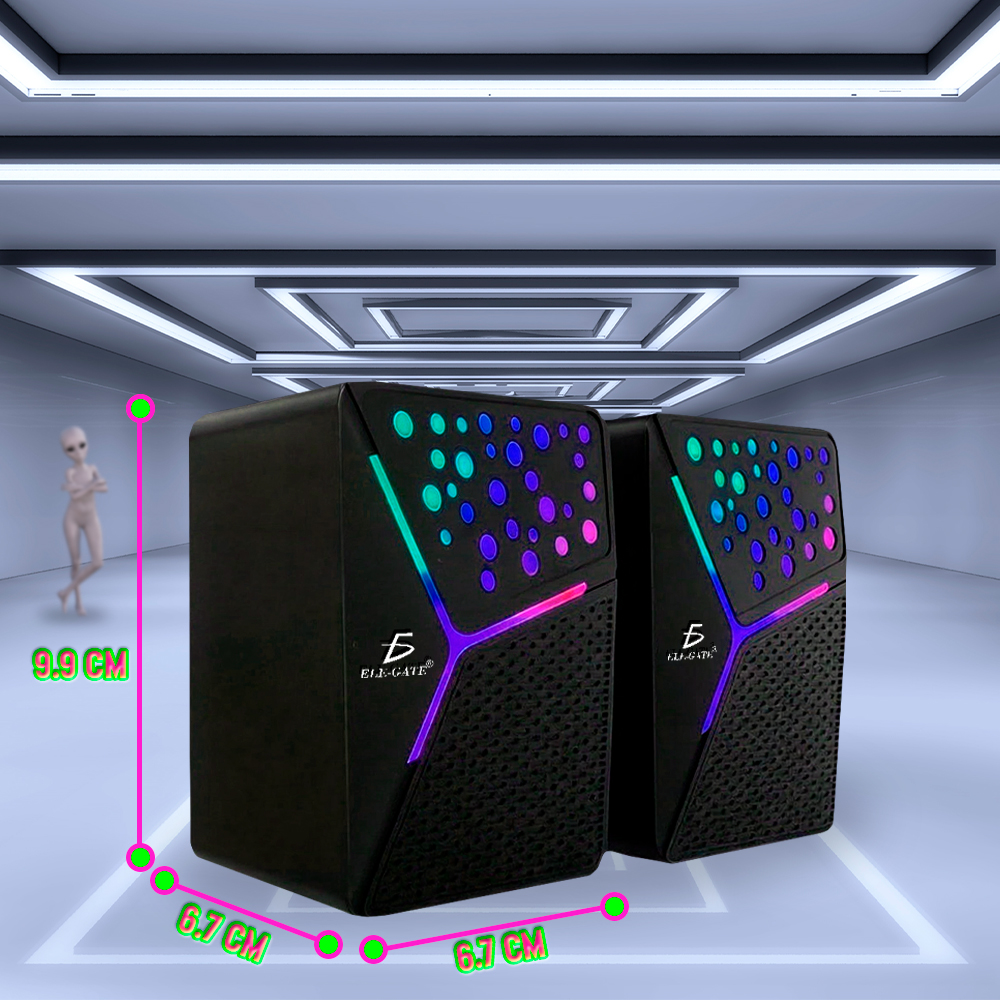 Par de Bocinas Gaming con Luces RGB para Computadora con cable USB y Plug 3.5mm - Image 4