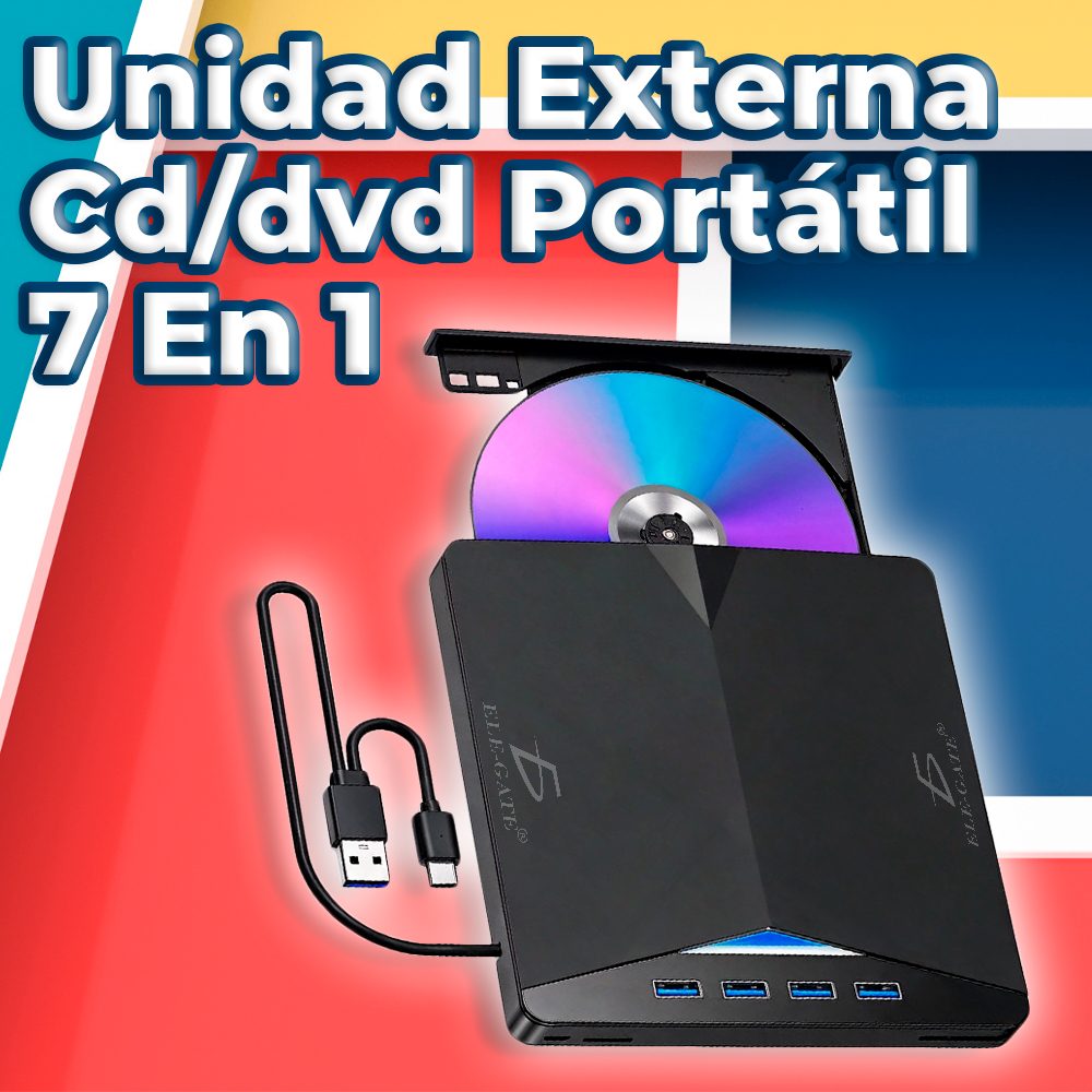 Grabador 7 en 1 De Dvd/cd/Vcd Multifuncional con Hub Lector Usb3.0 Ranura TF y SD - Image 2