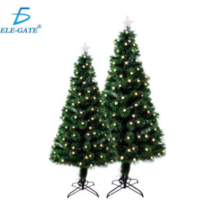 Árbol de Navidad Artificial Verde con Luces de Estrella y Pico de Estrella Integradas con Soporte de Metal 1.80m y 2.10m