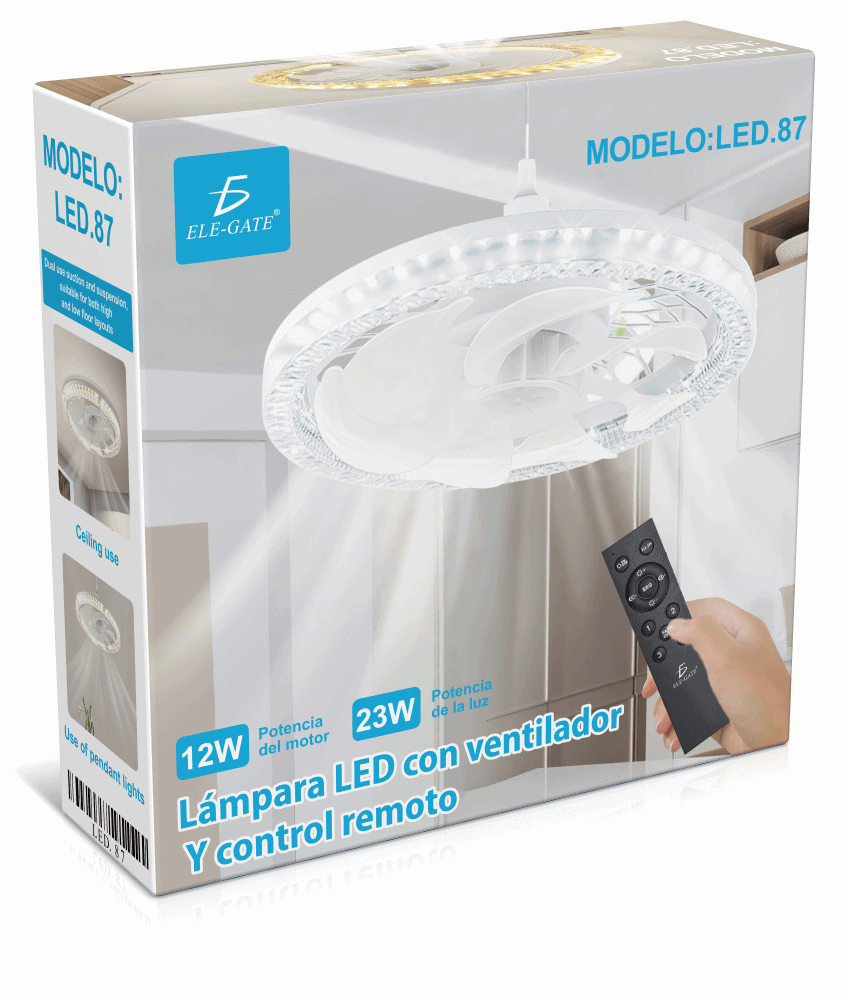 Lampara Led 23W con Ventilador de 12 W y Control Remoto Luz Cálida y Fría - Image 5