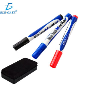 Kit de 3 Plumones para Pizarrón Blanco y un Borrador. Colores: Rojo, Azul y Negro