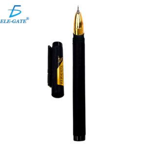 Pluma Gel Negra de Punto Fino con Punta Dorada