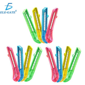 Paquete de 12 Cutters Color Neón con Sistema de Seguridad