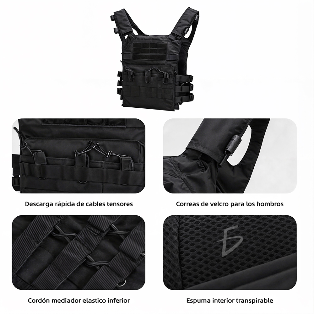 Chaleco Táctico con Ajuste de Velcro y Cordones de Alta Resistencia - Image 2