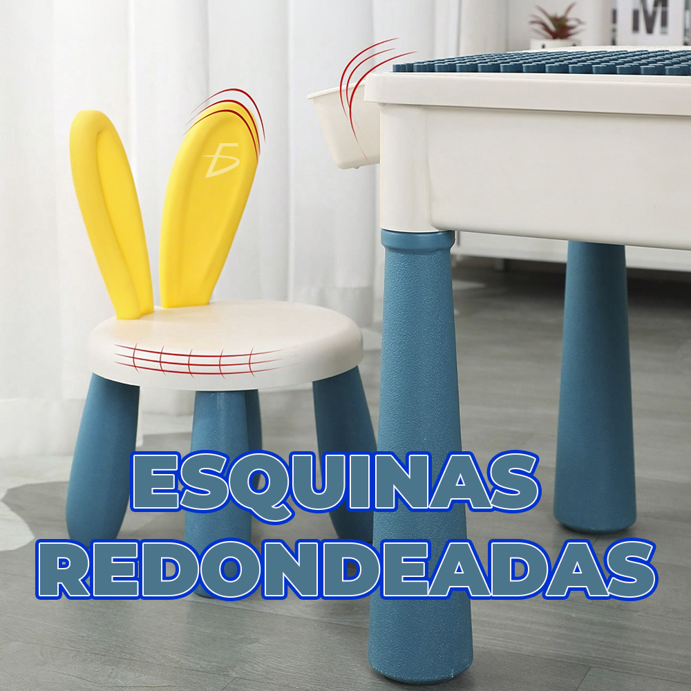 Mesa de Bloques Didáctica Incluye 346 Bloques y Dos Sillas con Respaldo en Forma de Orejas - Image 3