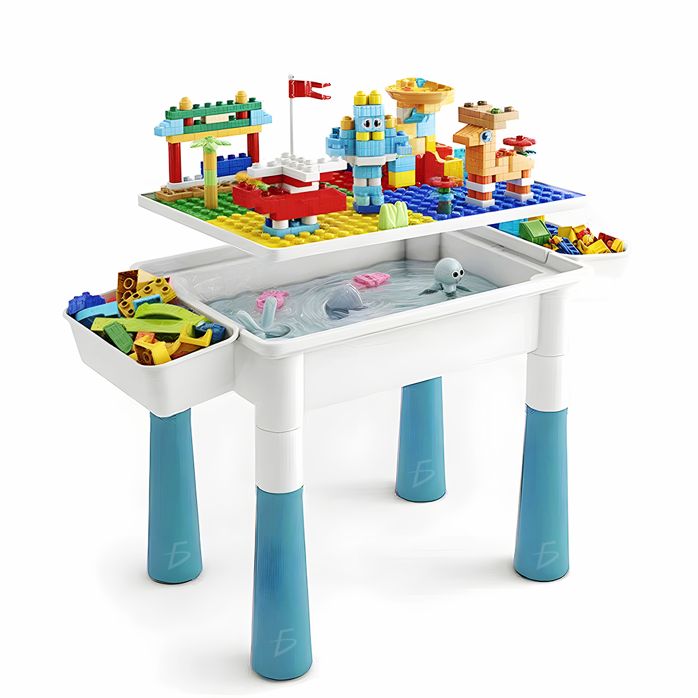 Mesa de Bloques Didáctica Incluye 346 Bloques y Dos Sillas con Respaldo en Forma de Orejas - Image 2