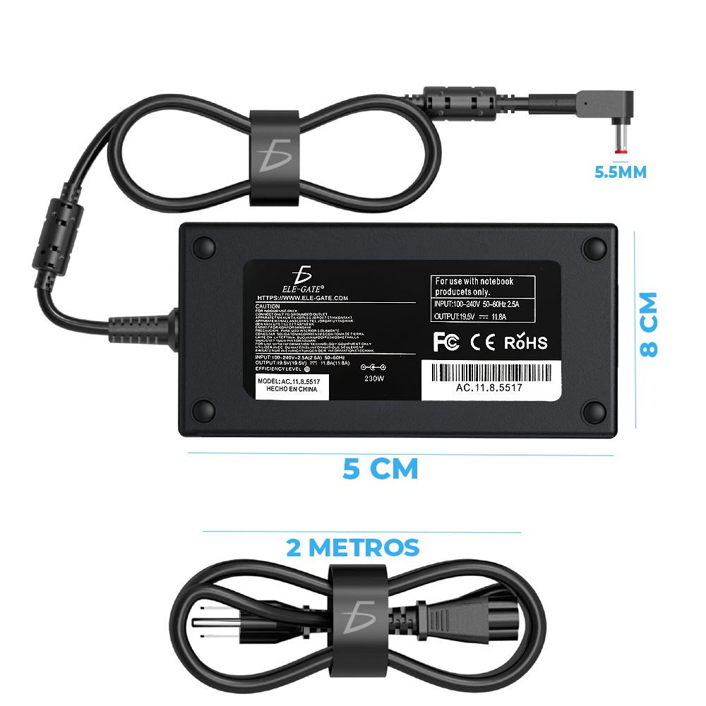 Cargador Laptop Compatible con ACER 19.5V 11.8A 230W Punta Roja 5.5x1.7mm - Image 4