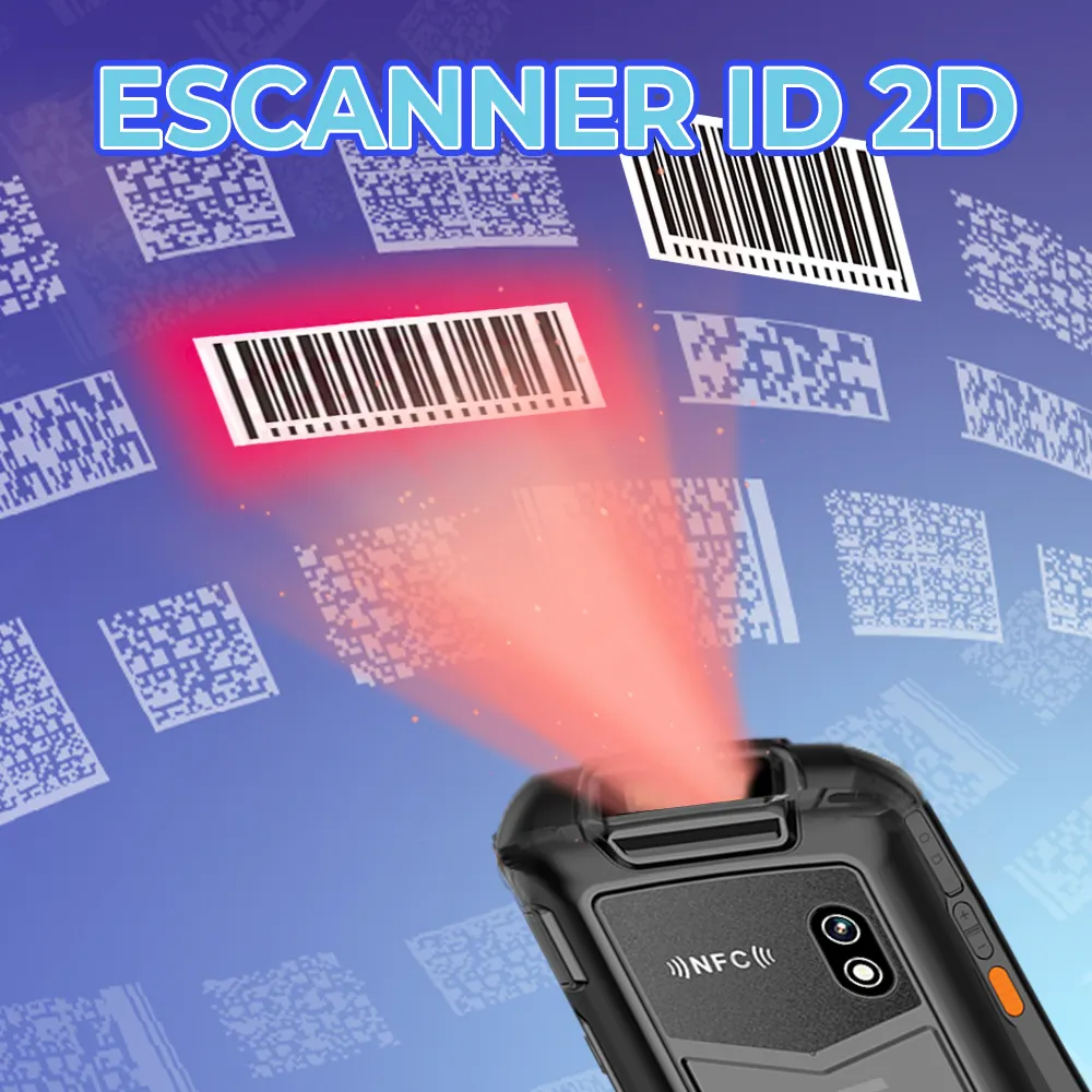 Escáner de Código de Barras 1D/2D Android PDA 4G Wifi, Resistente al Agua y al Polvo con Lectora NFC - Imagen 2