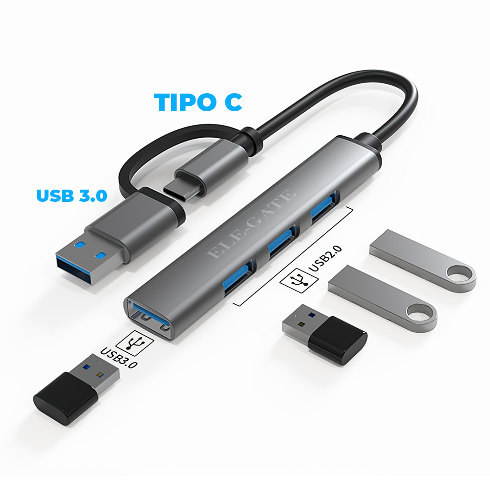 Hub USB Type C 3.0 2 en 1 Con 4 Puertos USB 5Gbps - Image 2