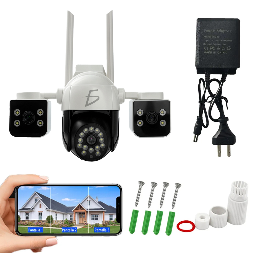Cámara de Seguridad WIFI 3 Lentes 4MP HD 360° Exterior - Image 2