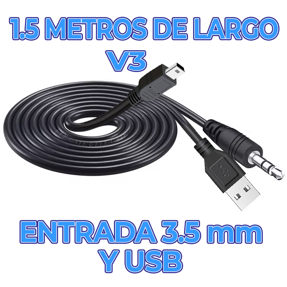 Cable Mini USB (V3) a USB y Jack 3.5mm de 1.5 metros de largó - Image 4