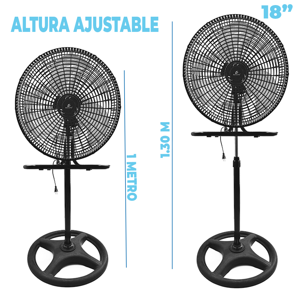 Ventiladores de 18″ Pedestal, Piso, Pared con Aspas Aerodinámicas Metálicas 3 Velocidades Y Rejilla Plástica - Image 6