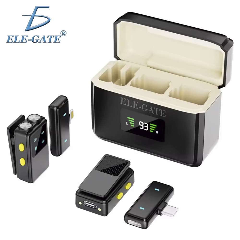 Juego de Micrófonos Lavalier Inalámbricos con Dos Receptores Tipo C y Lightning