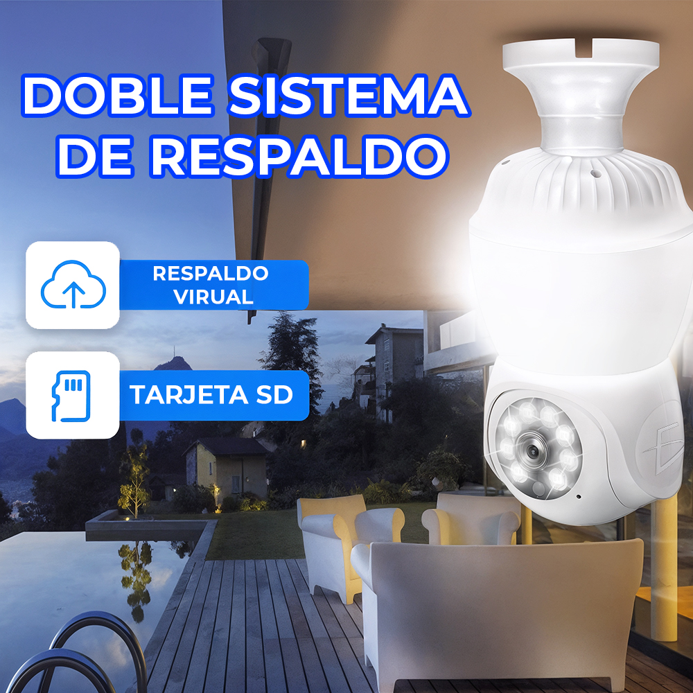 Foco LED Inteligente con Cámara Wifi 1080P HD 355° PTZ - Image 3