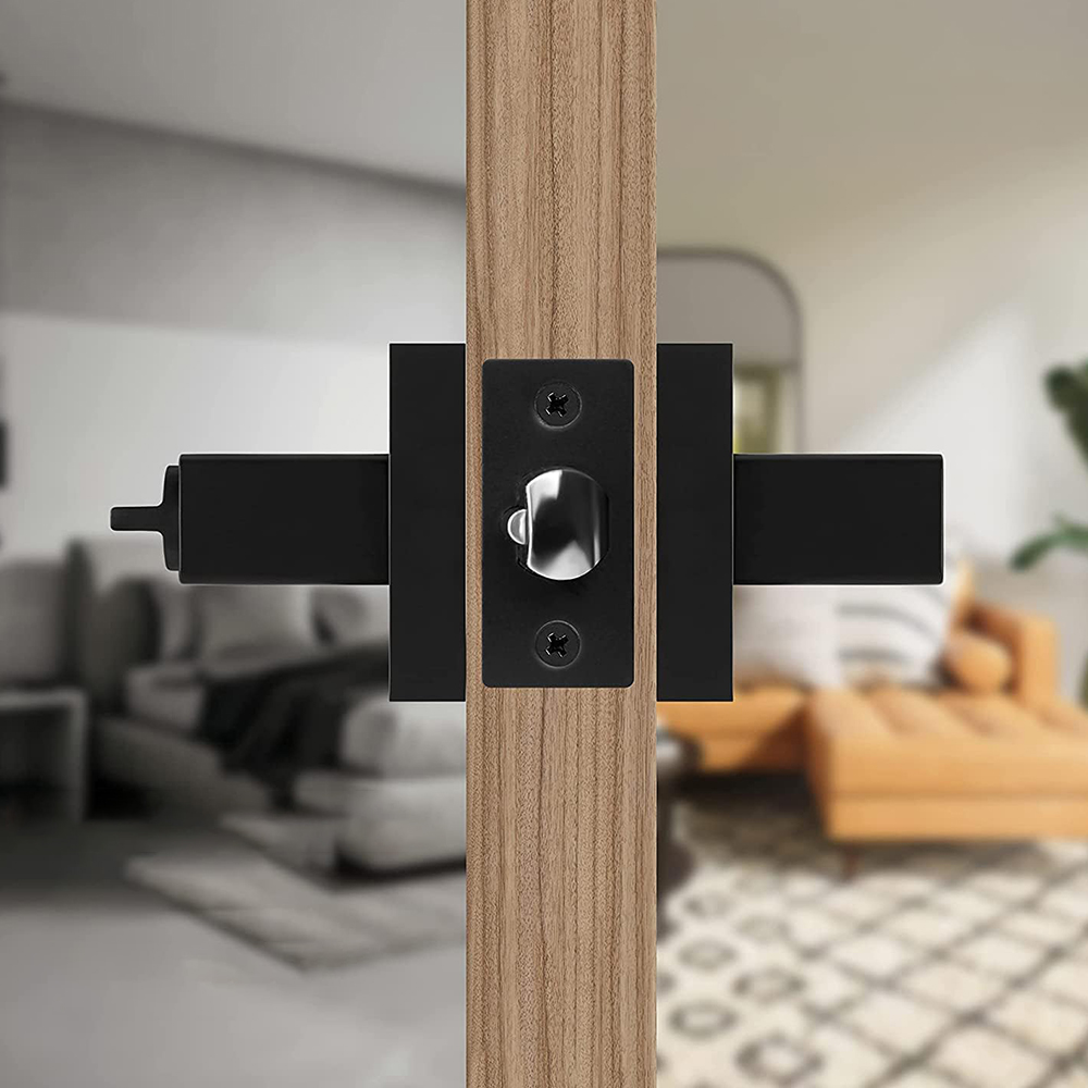 Cerradura de Manija Cuadrada Negra con Llave - Image 2