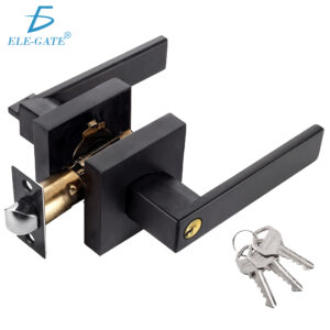 Cerradura de Manija Cuadrada Negra con Llave
