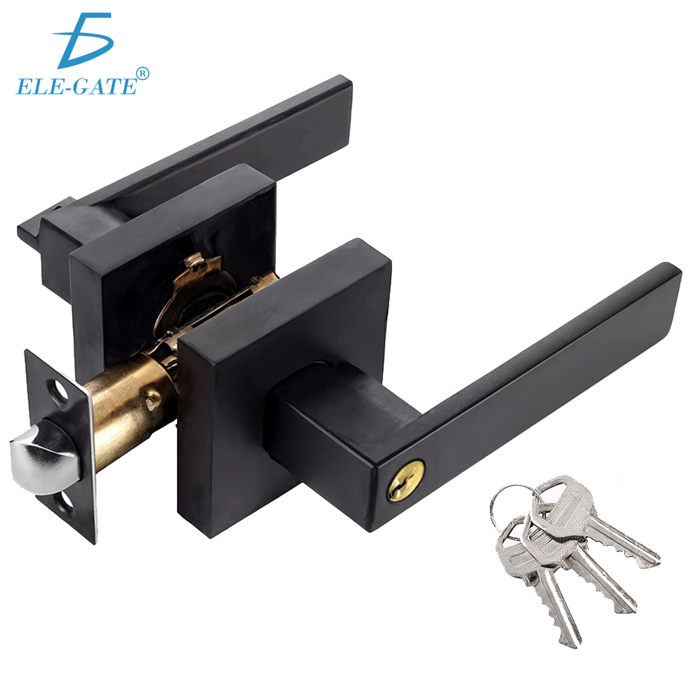 Cerradura de Manija Cuadrada Negra con Llave