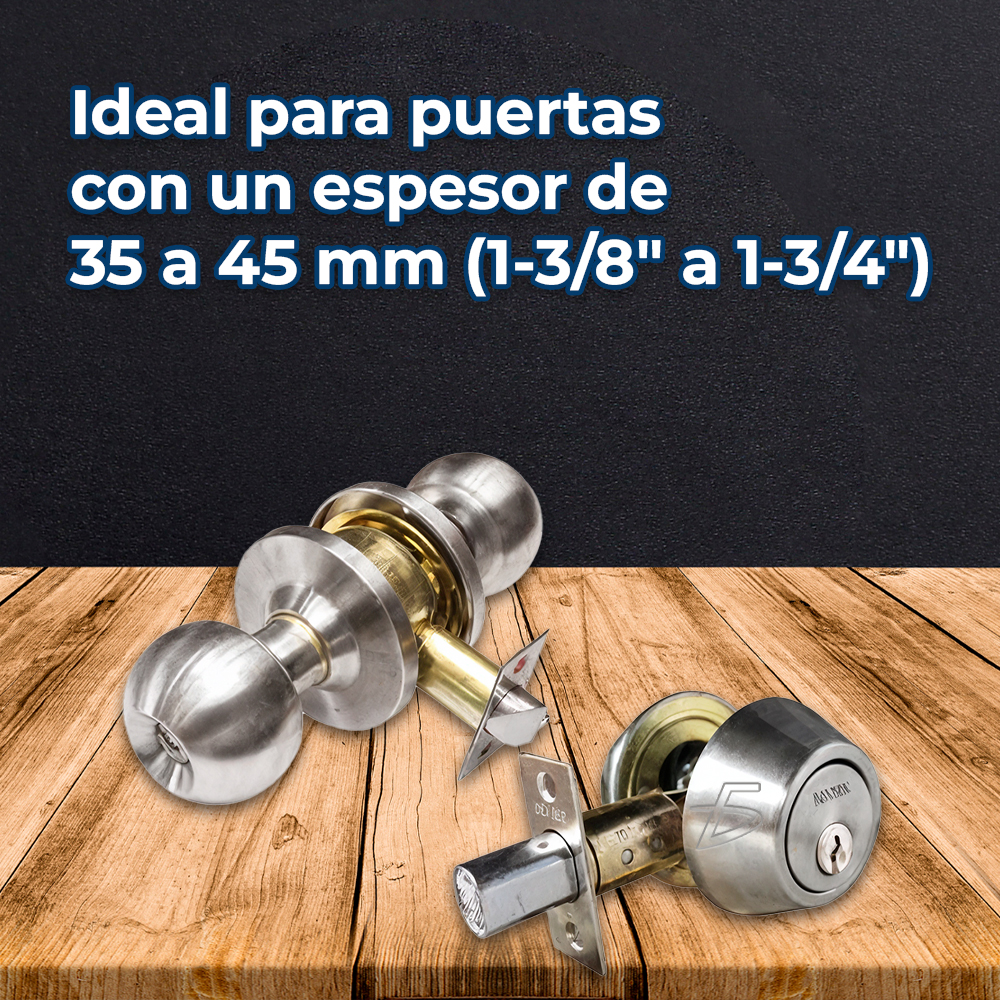 Combo de Chapa y Cerrojo Cilíndrico Níquel Satinado - Image 2