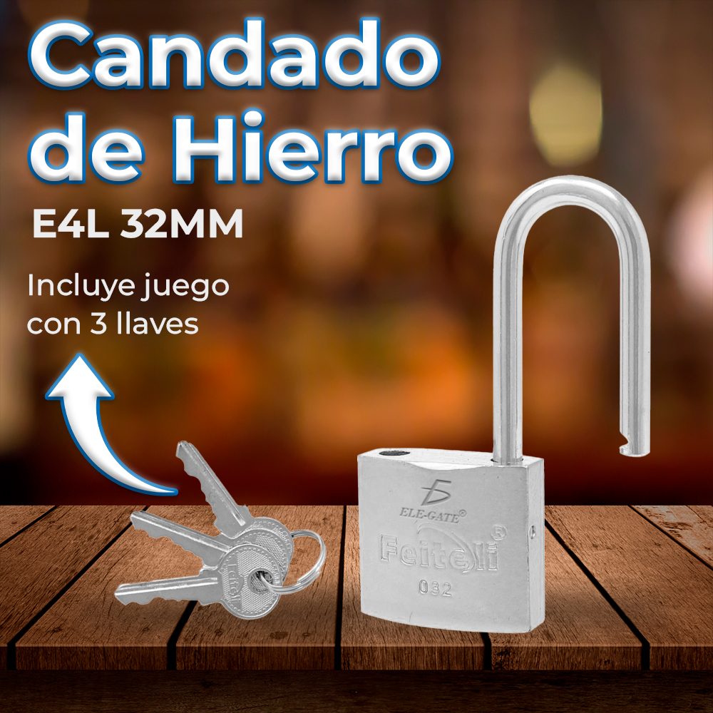 Candado de Hierro con Gancho Corto 32mm - Image 4