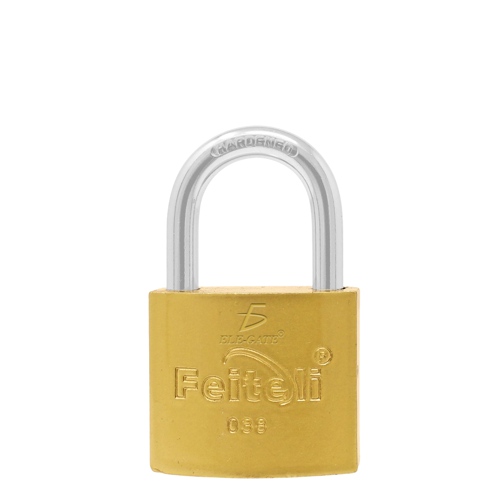 Candado de Hierro Gancho Corto Dorado 38mm - Image 3