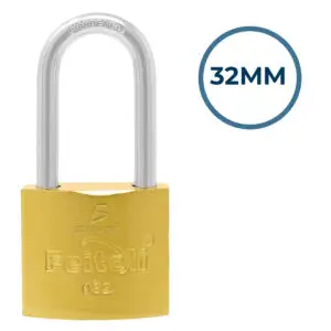 Candado de Hierro Gancho Largo Dorado 32mm