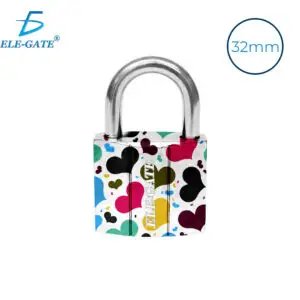 Candado de Hierro de 32mm Blanco con Estampado de Corazones