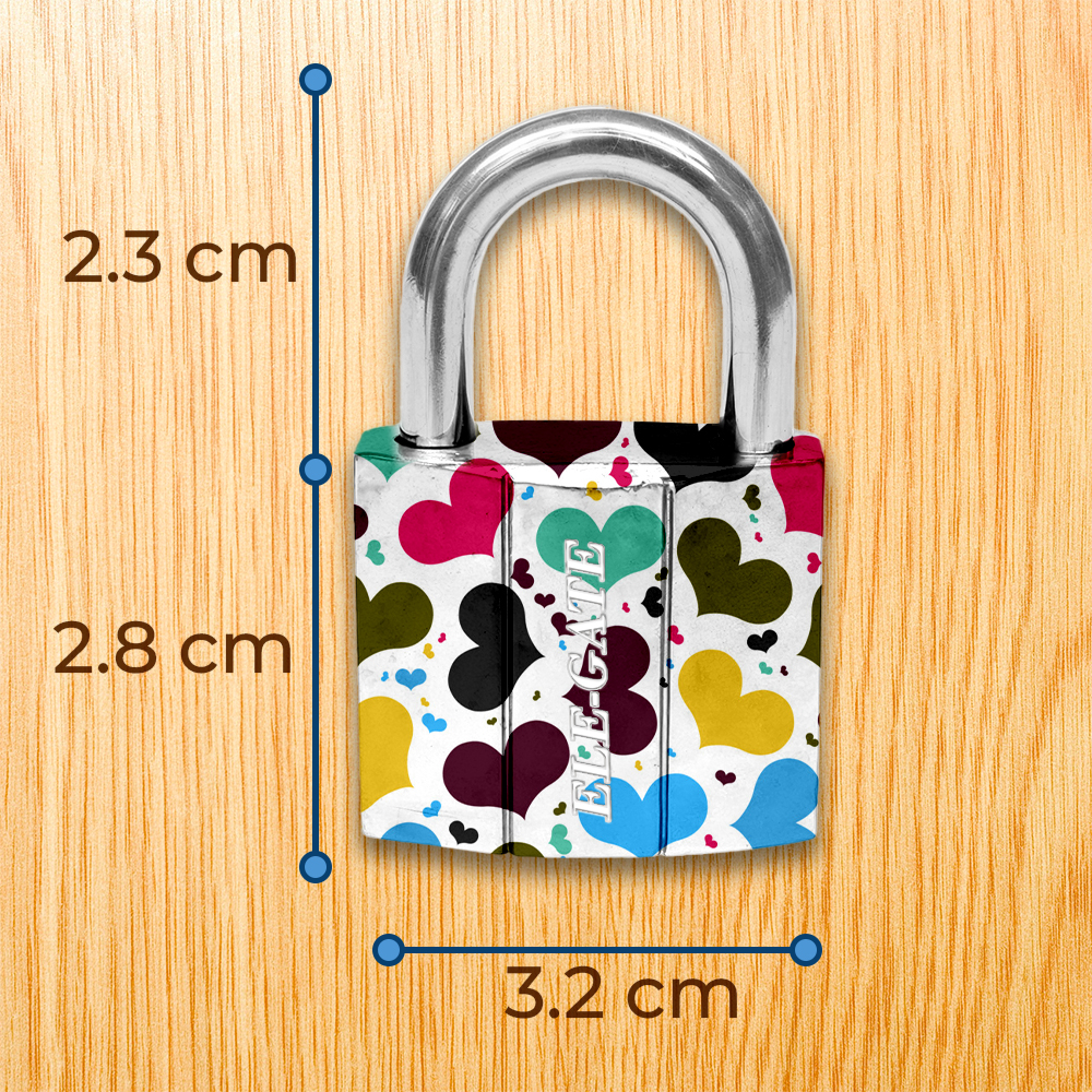 Candado de Hierro de 32mm Blanco con Estampado de Corazones - Image 3