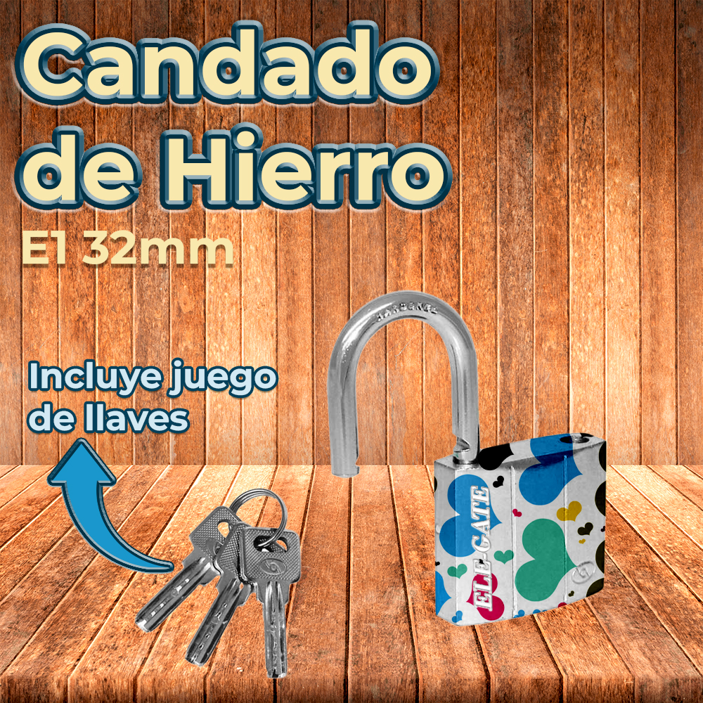 Candado de Hierro de 32mm Blanco con Estampado de Corazones - Image 4