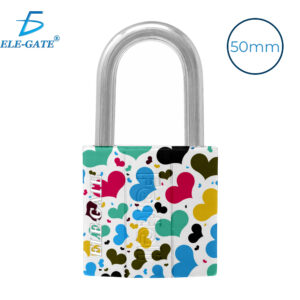Candado de Hierro de 50mm Blanco con Estampado de Corazones