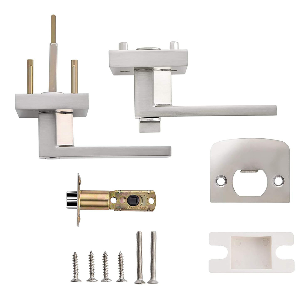 Cerradura de Manija Cuadrada Nickel Satinado para Baño - Image 3