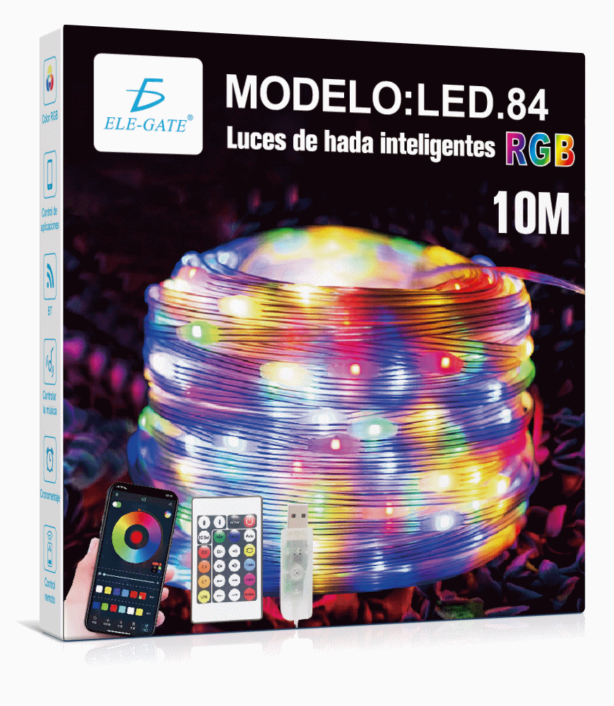 Cadena De Luces Led RGB 10 Metros incluye Control y Bluetooth - Image 5