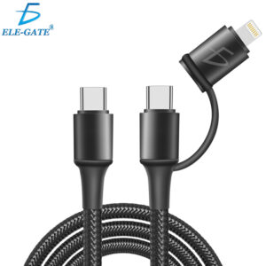 Cable de Cordón Entrelazado 1M Tipo C 3A con Adaptador Lighting