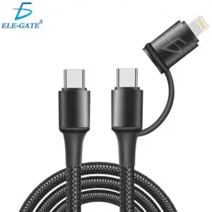 Cable de Cordón Entrelazado 1M Tipo C 3A con Adaptador Lighting