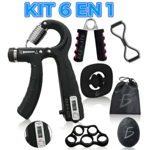 Kit Fortalecedor de Agarre 6 en 1 – Ejercitador de Mano y Dedos con Contador