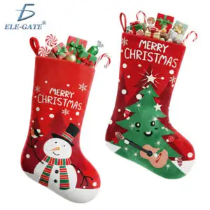 Bota navideña roja con diseño navideño – 43 cm